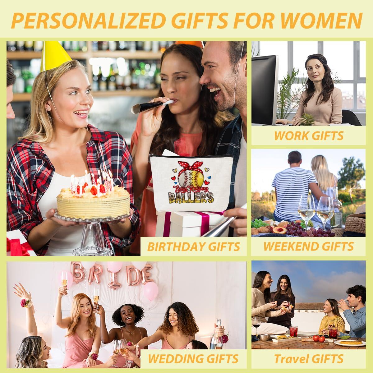 CQM Baseball Gifts Softball Gifts Baseball Makeup Bag Baseball Stuff Softball Cosmetic Bag Baseball Coach Gifts Zipper Pouch for Girls Women Baseball Player Team Coworker Friend Graduation Birthday Gifts