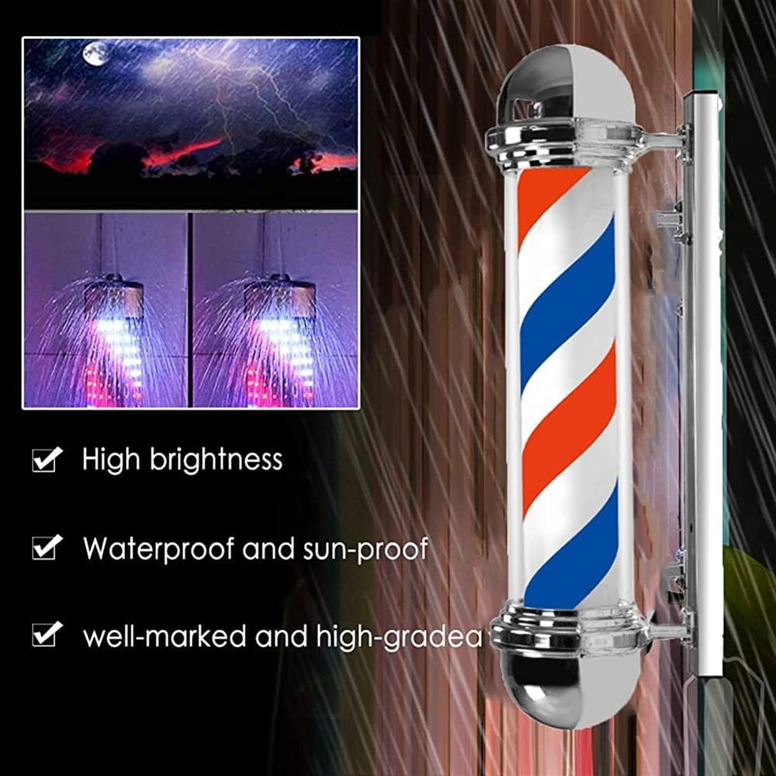 KouRY Barber Pole Light Barber Pole LED Red White Blue Rotating Light LED Stripes Pole Light Hair Salon Sign Wall Mount Rotating Light (Color : Red White)