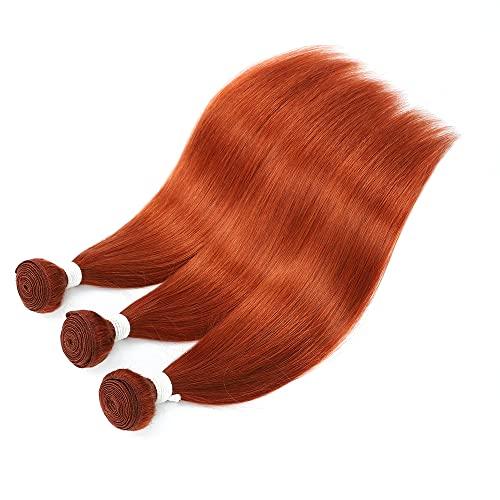 REMY HAIR FASHION REMY Hair Brazilian Color #350 Human Hair Bundles 1 Bundle Burnt Orange Color Bundles Straight Unprocessed Hair Extensions(16" Bundle)