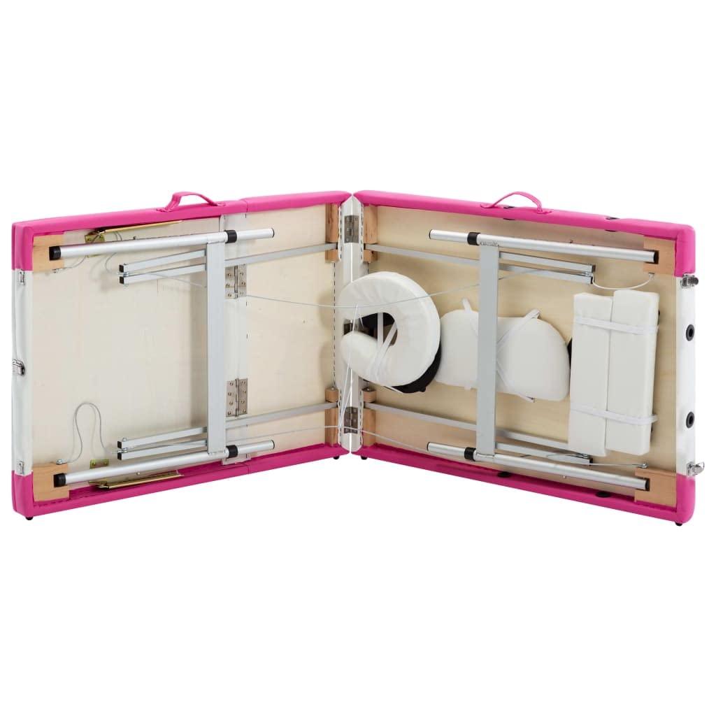 Gecheer Gecheer 3-Zone Foldable Massage Table Aluminum White and Pink SJ70079A