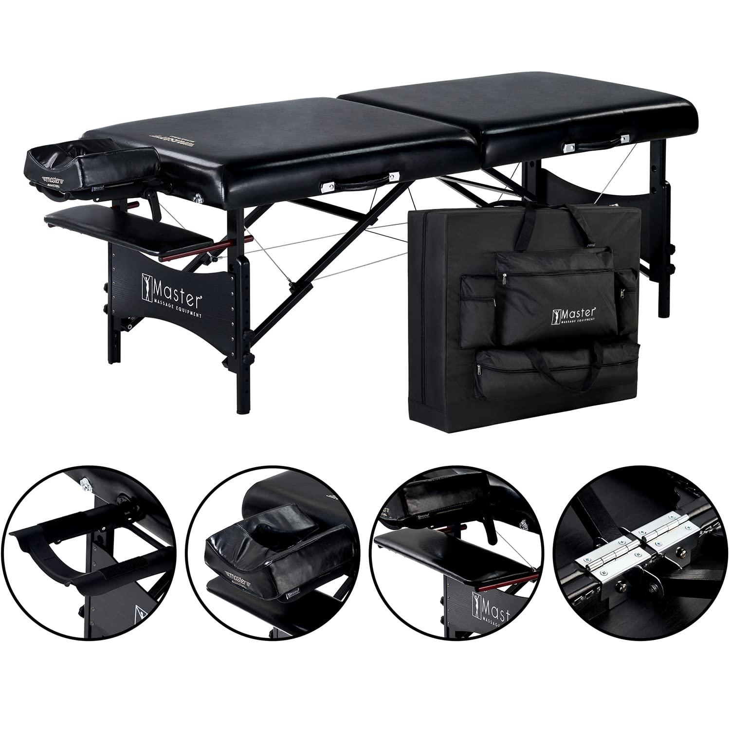 Master Massage Master Massage 30" Galaxy Professional Portable Massage Table Package with Accessories in Black - Memory Foam Cushioning - Tattoo Table- Spa Salon Beauty Facial Bed