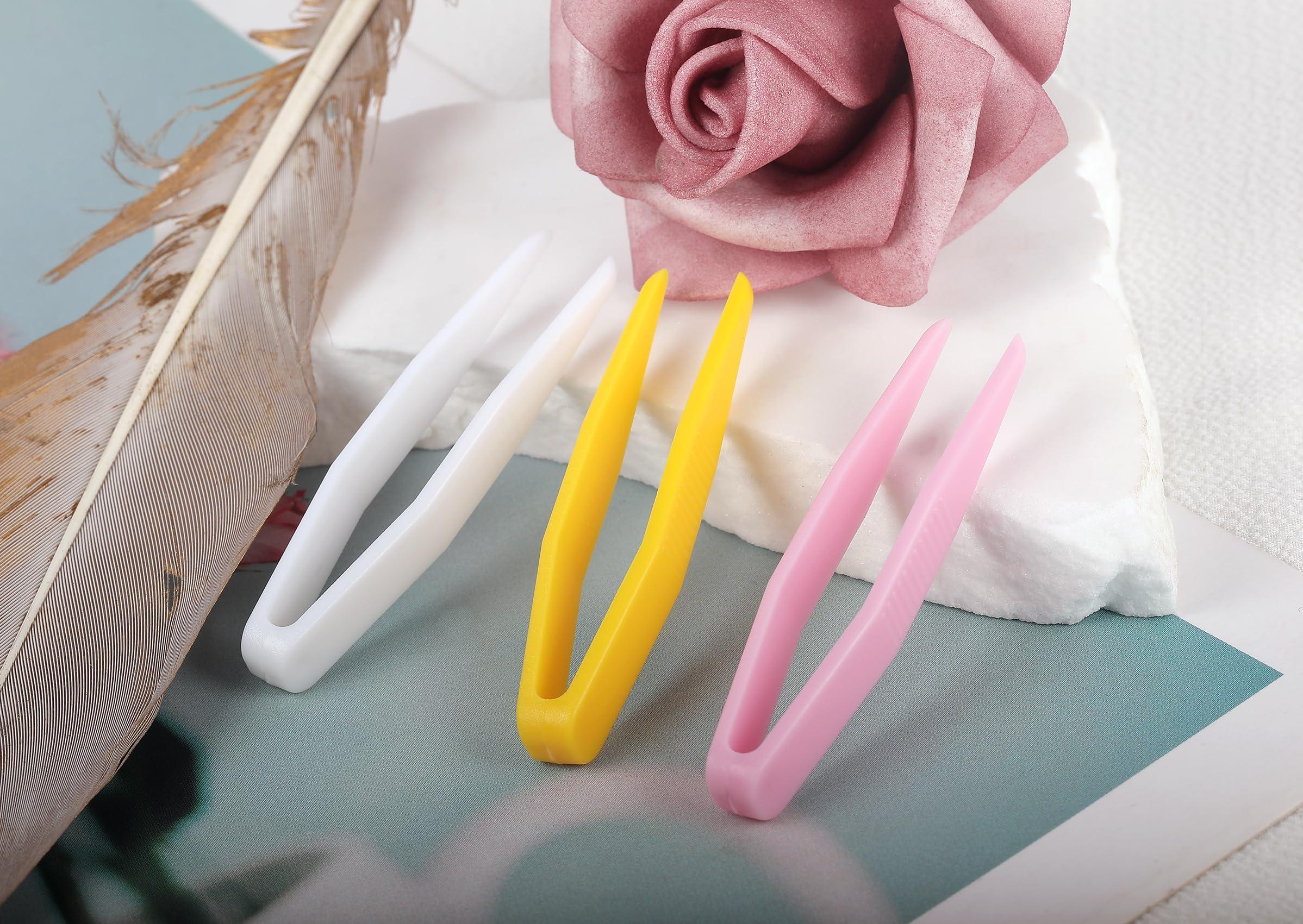 AccGin AccGin 3 Pcs Mini Plastic Tweezers Clips Portable