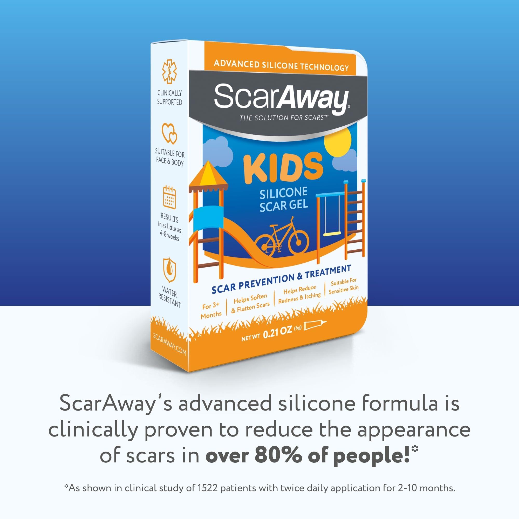 ScarAway ScarAway Kids Silicone Scar Gel, 100% Medical-Grade, Helps Improve Size, Color & Texture of Hypertrophic & Keloid Scars on Face & Body from Injury, Burns & Surgery, Water Resistant, Clear, 6g