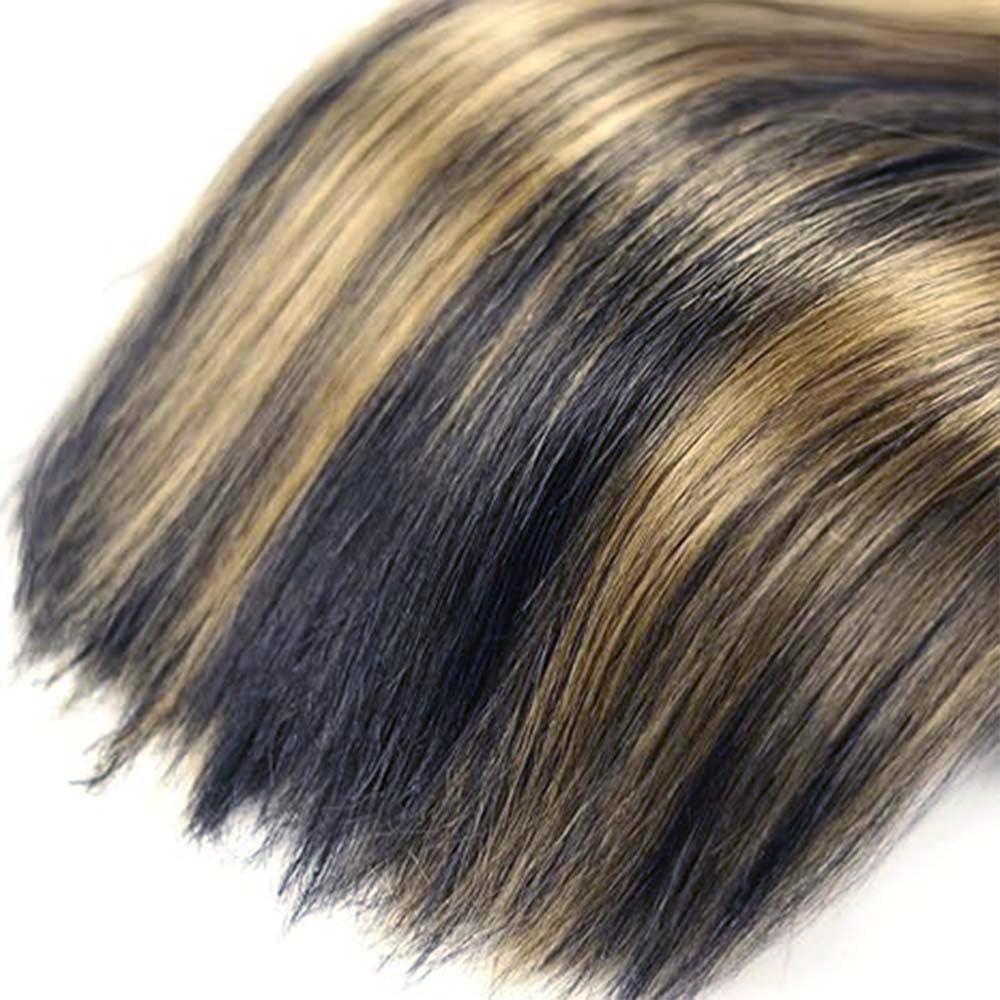 Hiaplame P1B/27 Human Hair Bundles Highlight Bundles Ombre Straight Human Hair Bundles Brazilian Unprocessed Virgin Hair Blonde Straight Bundles Hair Weave 12 14 16 inch