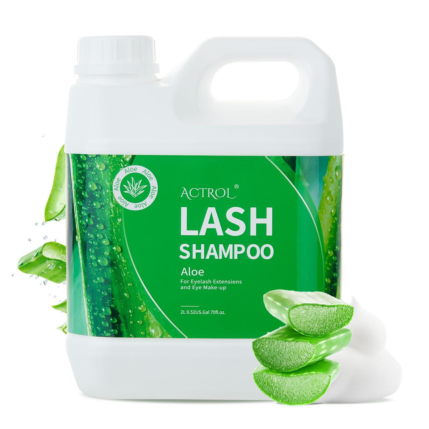 ACTROL Eyelash Extension Cleanser Aloe 2L Natural Lash Extension Shampoo Professional Eyelid Foaming Cleanser Paraben & Sulfate Free Non-lrritating with Salon and Home Care