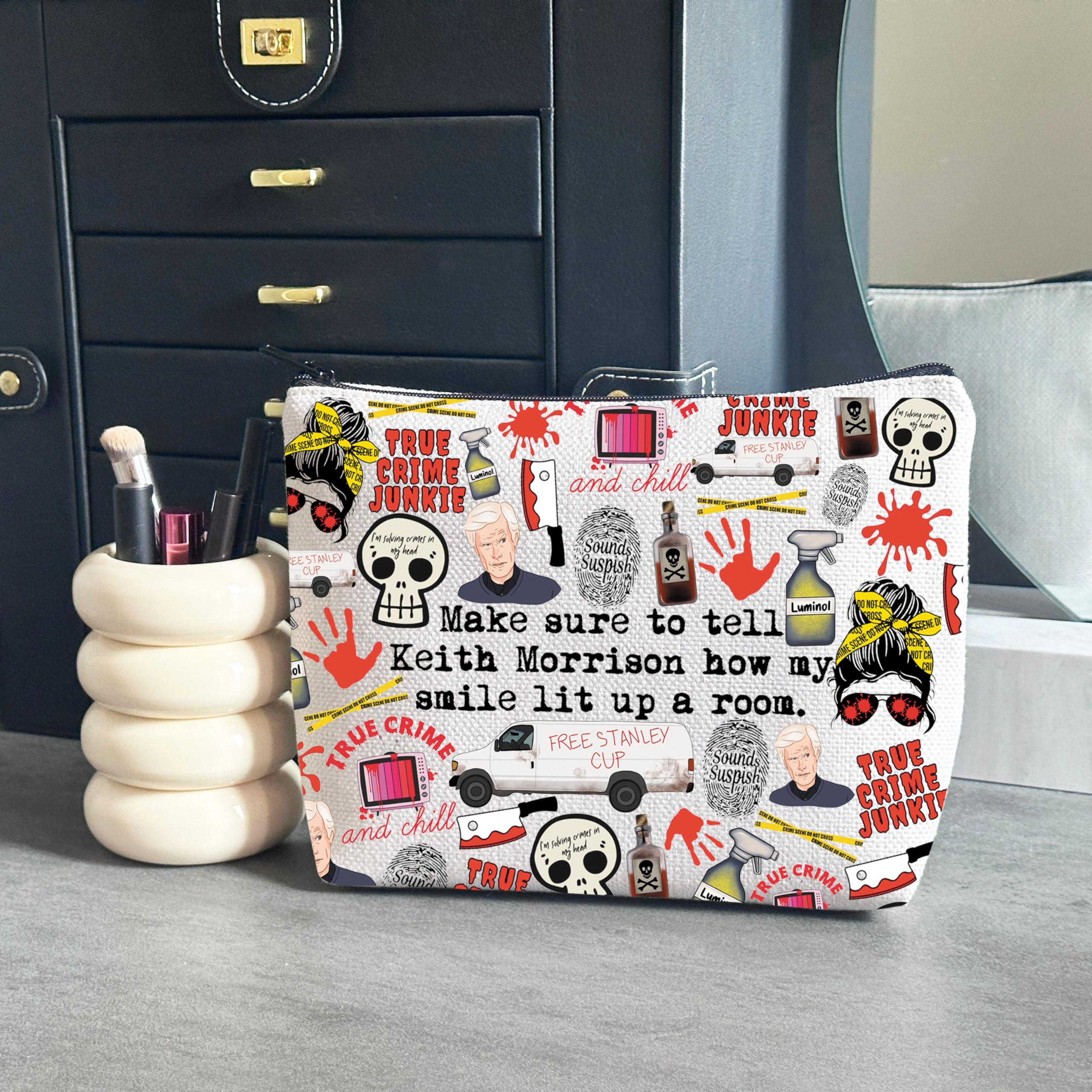 WCGXKO WCGXKO Crime Shows Lover Gift True Crime Fans Gift How My Smile Lit Up a Room Makeup Bag Murder Mystery Gift (Junkie Bag)