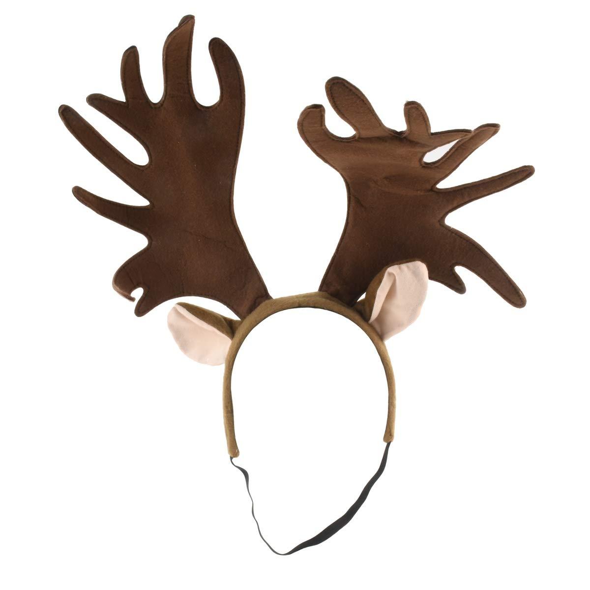 TG,LLC Treasure Gurus Large Moose Antler Headband Adult Costume Party Hair Band Theater Prop Accessory Brown