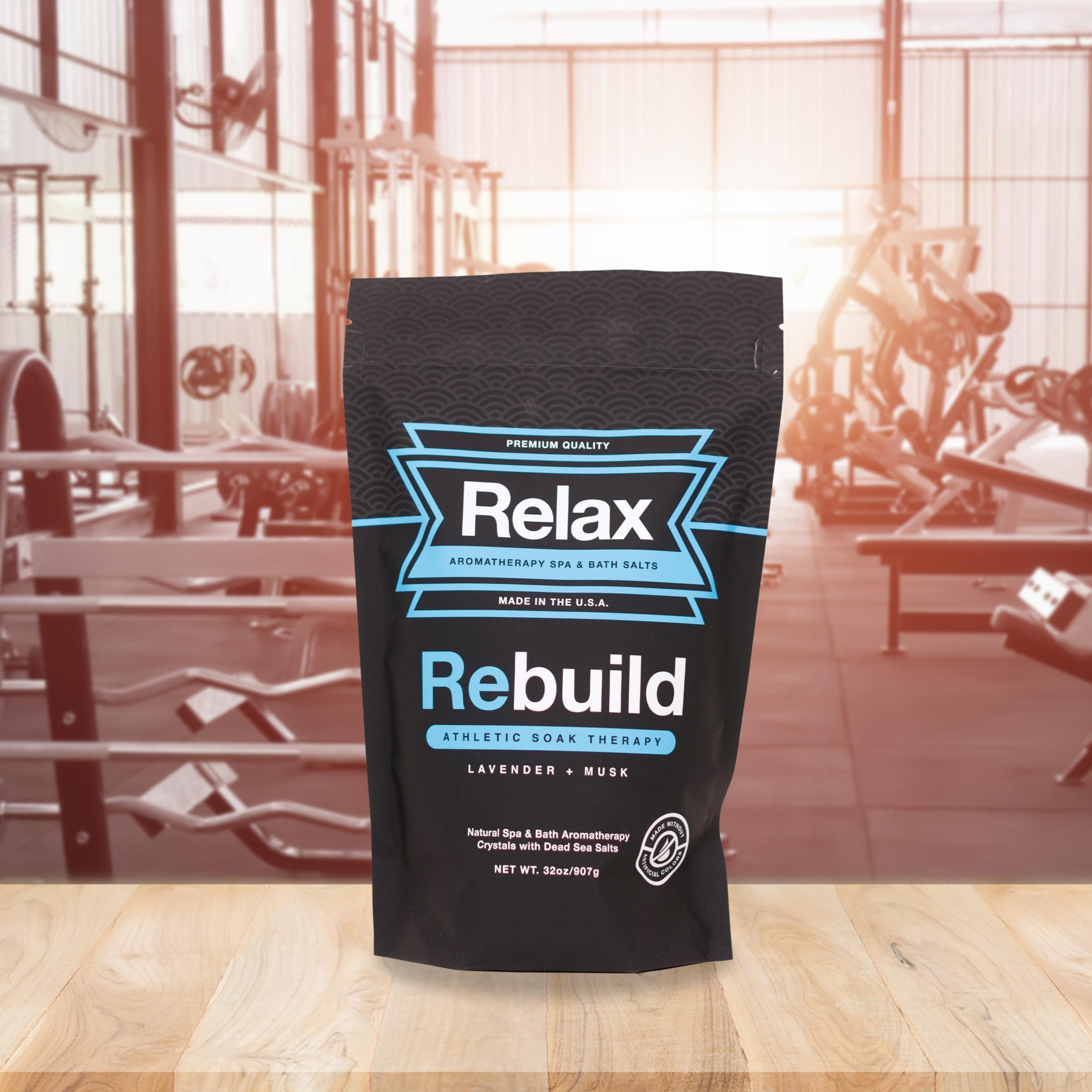 Relax Spa & Bath Relax Spa & Bath, Aromatherapy Bath Salts, Epsom Salt Bath Soak, Dead Sea Salt for Soaking, Hot Tub Spa Aromatherapy, Bath Crystals with Vitamins & Minerals, Rebuild Athletic Soak Therapy by Relax