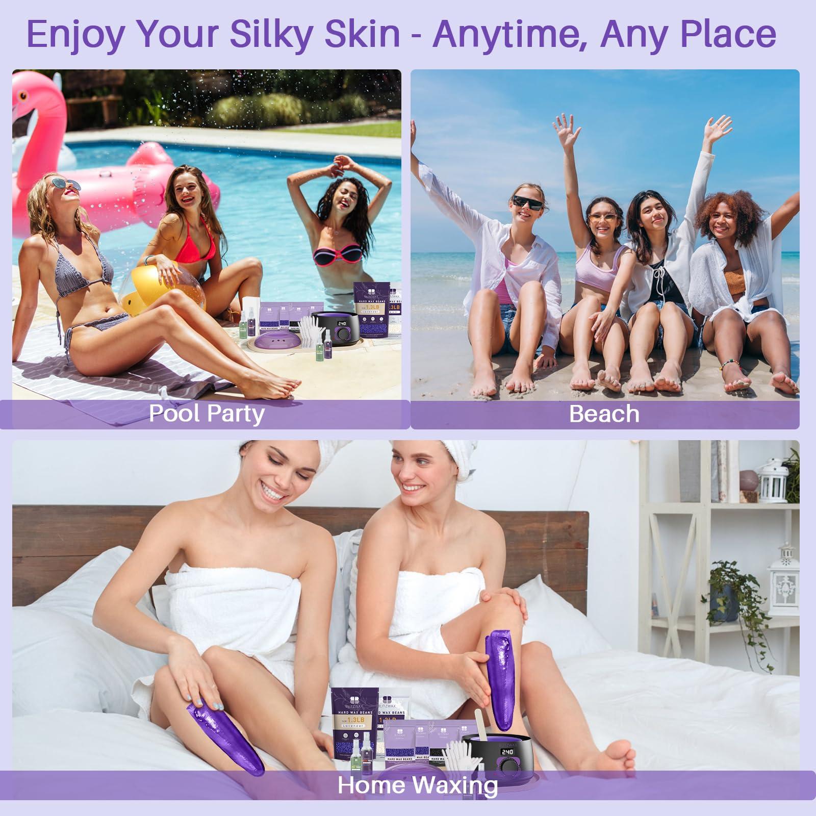 BLITZWAX BLITZWAX Digital Waxing Kit for Women and Men Hair Removal with 1.3lbs Lavender&1.3lbs Cream Wax Beans for Eyebrow, Body, Brazilian, Bkini and Sensitive Skin, Hot Wax Beads Kit for Home and Salon Use