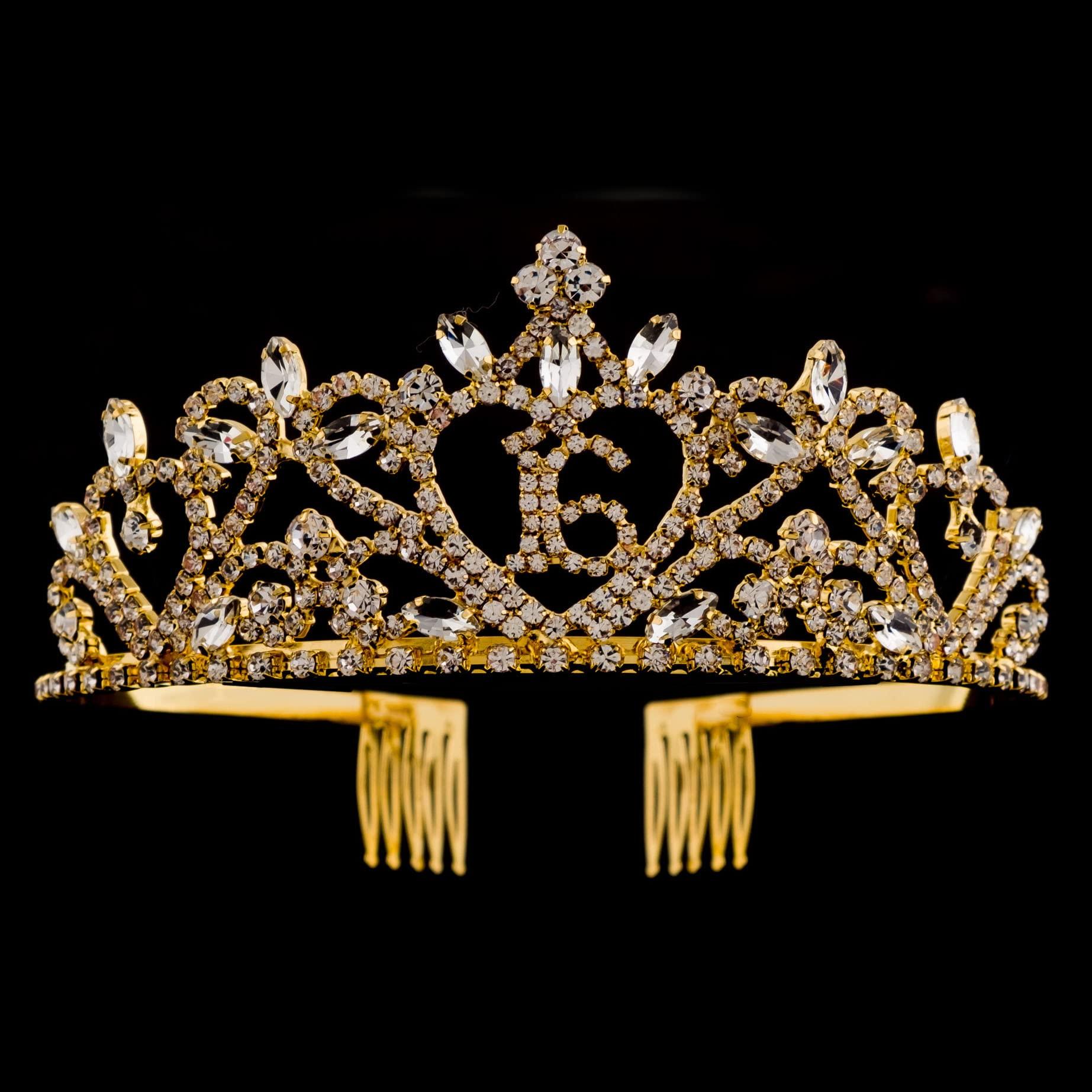 Ella Celebration Ella Celebration 16 Tiara Rose Gold 16th Birthday Sweet 16 Party Crown (Gold Tiara)