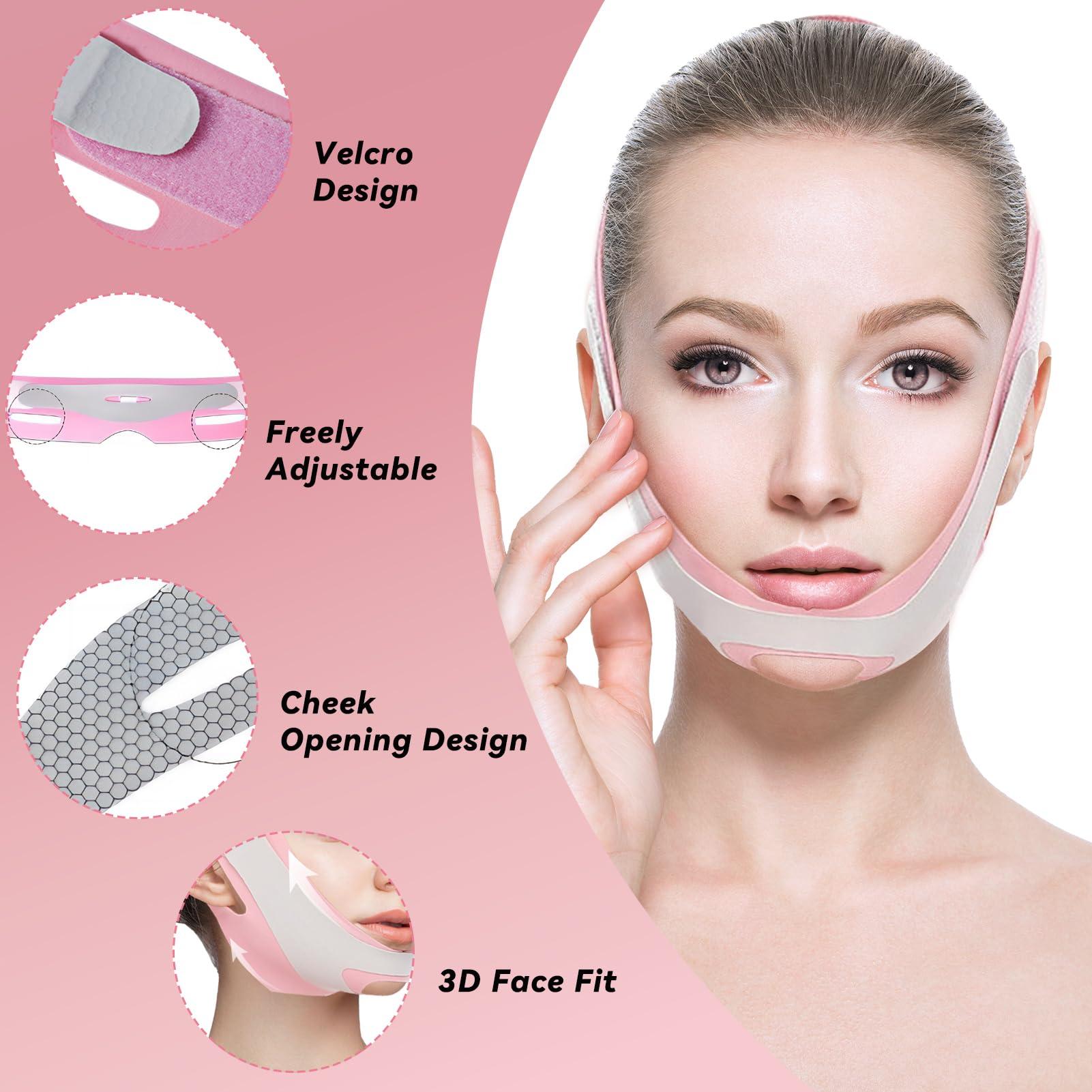 MEILIZhang Chin Strap for Double Chin for Women, Double Chin Strap Face Slimming V Line Lifting Mask, Face Slimming Strap, Double Chin Reducer Eliminator Face Shaper, Jawline Shaper Chin Up Mask