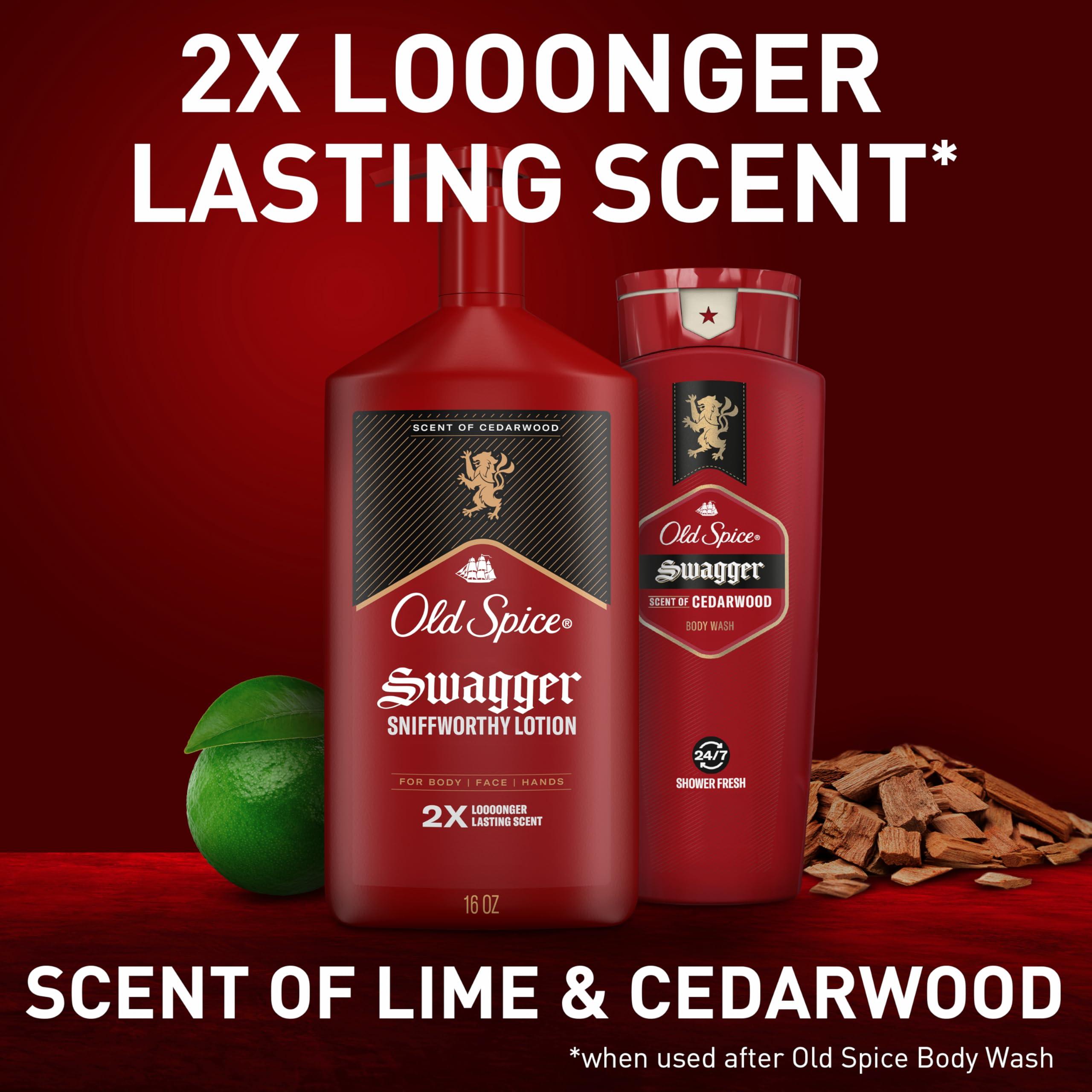 Old Spice Old Spice Hand and Body Lotion for Men with All Skin Types, 24/7 Lightweight Moisturization with Amazing Scent, Instant Absorbtion, Swagger with Cedarwood Scent, 16 oz