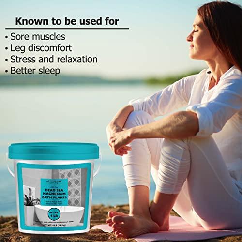 Aromasong Aromasong Raw Dead Sea Magnesium Flakes for Bath - 4 LB Bulk Bath Salt in Reusable Bucket