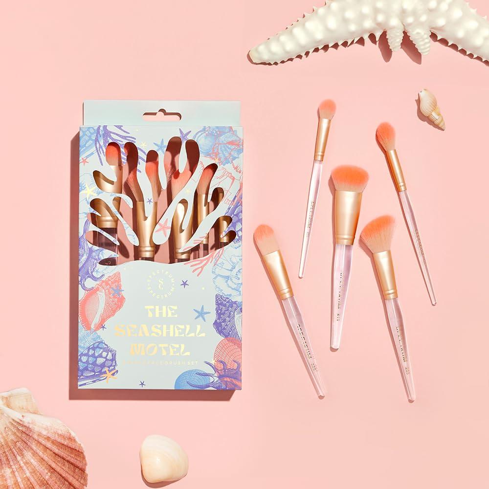 Spectrum Collections Spectrum Collections The Seashell Motel Make Up Brushes, Spectrum Makeup Brushes Set Including Face Brushes and Eye Brushes with Soft Synthetic Bristles, 5 Piece Makeup Brush Set
