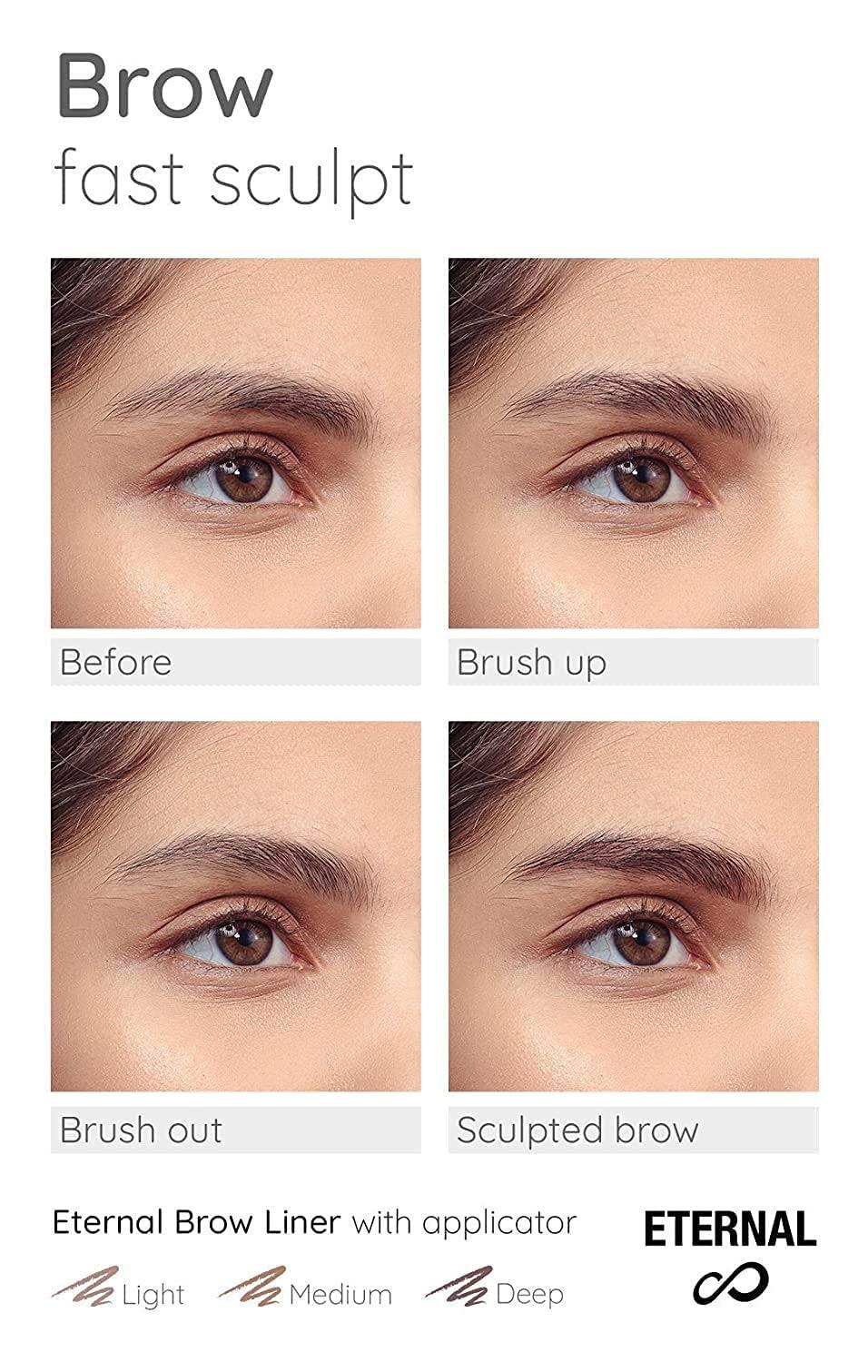 Eternal Eternal Automatic Water Resistant Eyebrow Liner with Shaping Comb – Long Lasting, Professional and High Precision Brow Definer with No Sharpening, Retractable Twist Up Mechanism (Medium Brown)