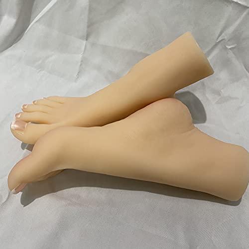 JHAIB 1 Pair of Silicone Feet Female Model feet can Display Jewelry Sandals Shoes Socks Artistic Sketches (with Pink Nail)
