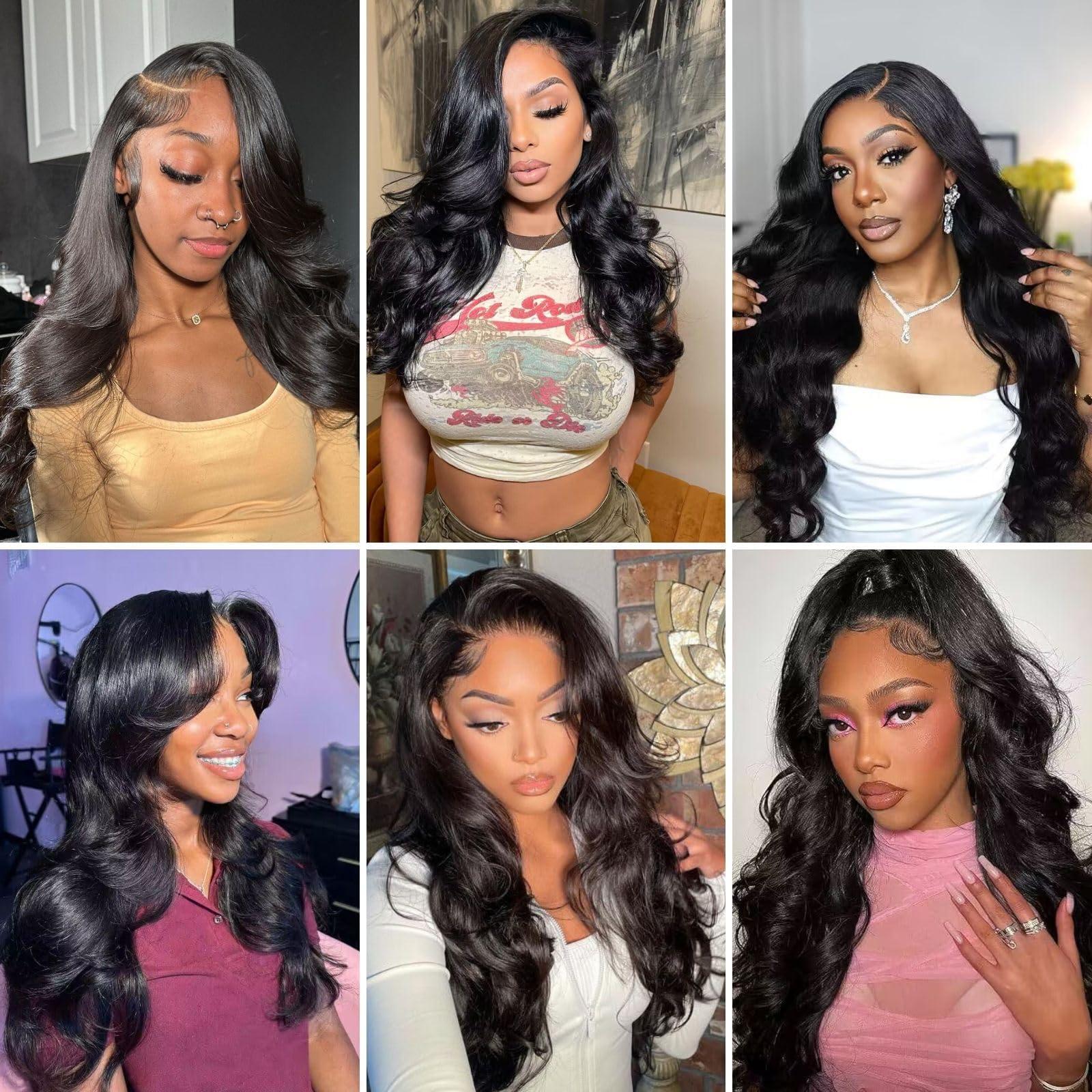 Beauty Queen Beauty Queen 16A Body Wave Bundles Human Hair 26 28 30 Inch 100% Unprocessed Thick Human Hair Bundles Brazilian Weave 3 Bundles Remy Virgin Hair Extensions Natural Color For Women