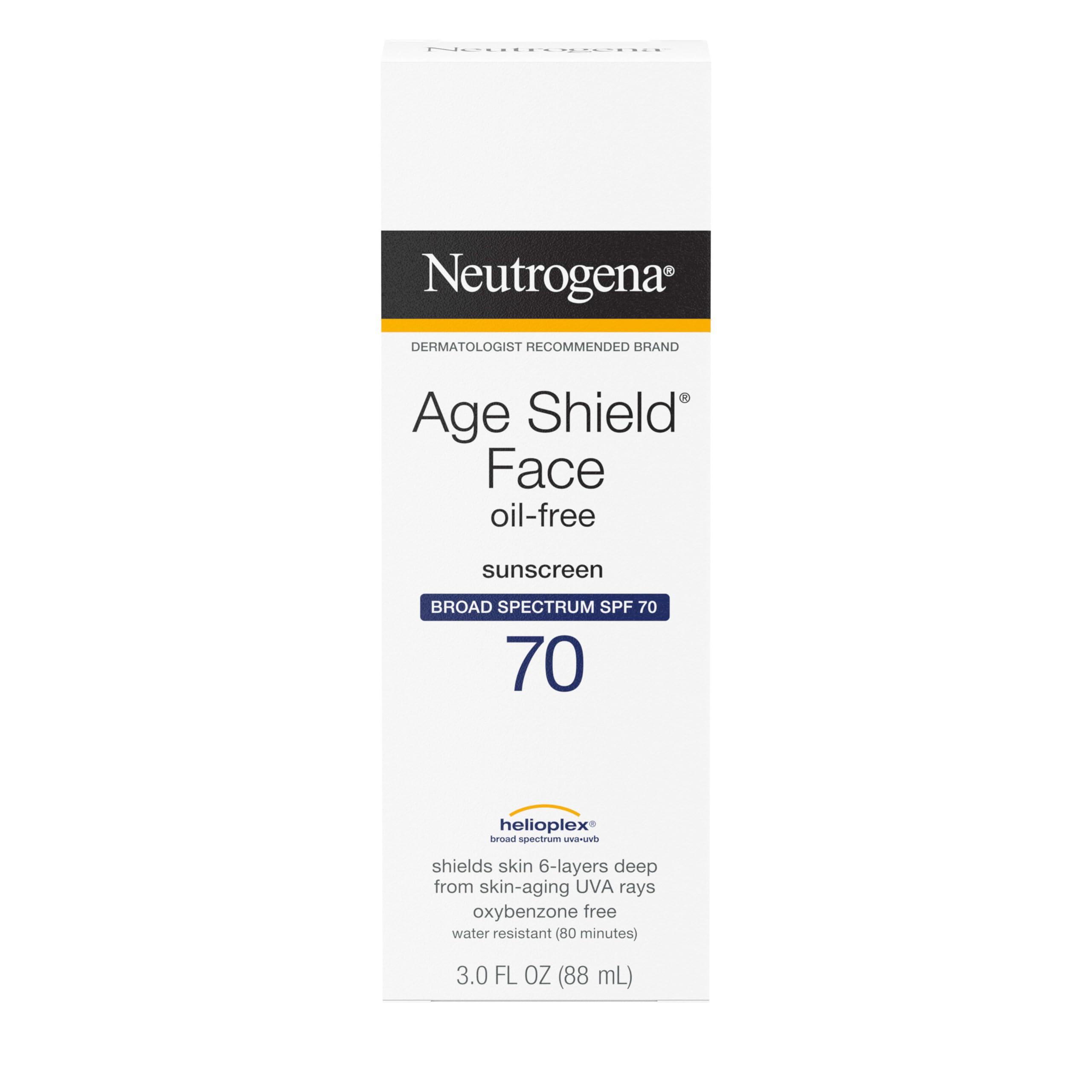 Neutrogena Neutrogena Age Shield Anti-Oxidant Face Lotion Sunscreen with Broad Spectrum SPF 70, Oil-Free & Non-Comedogenic Moisturizing Sunscreen to Prevent Signs of Aging, 3 fl. oz