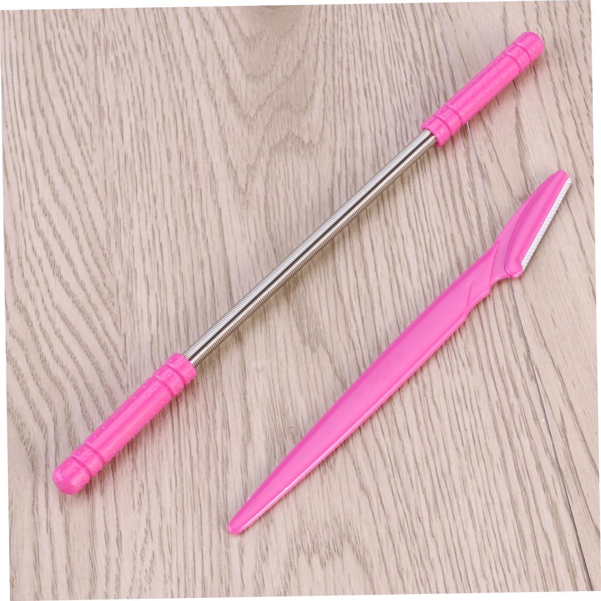 Hemoton Hemoton 2pcs Face Hair Removing Spring Facial Hair Remover Facial Hair Removing Spring Eyebrow Razor Eyebrow Shaper Razor Facial Hair Removing Stick Facial Tools Face Shavers Razors Pink