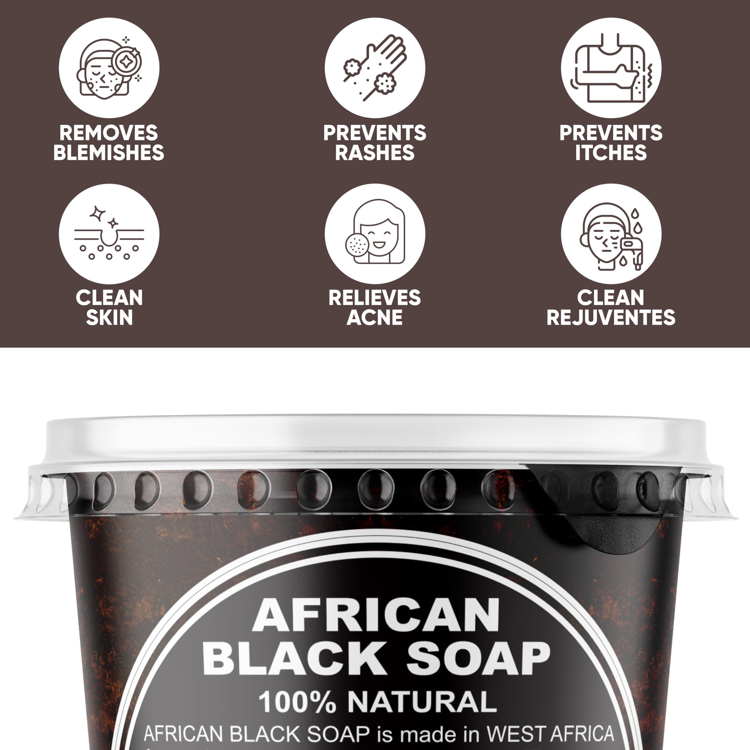 HERBOGANIC HERBOGANIC Raw African Black Soap Paste 32 oz - 100% pure natural Product of Ghana with benefits of Shea Butter - black soap is great for acne, Eczema, blackheads, face, hair and body wash.