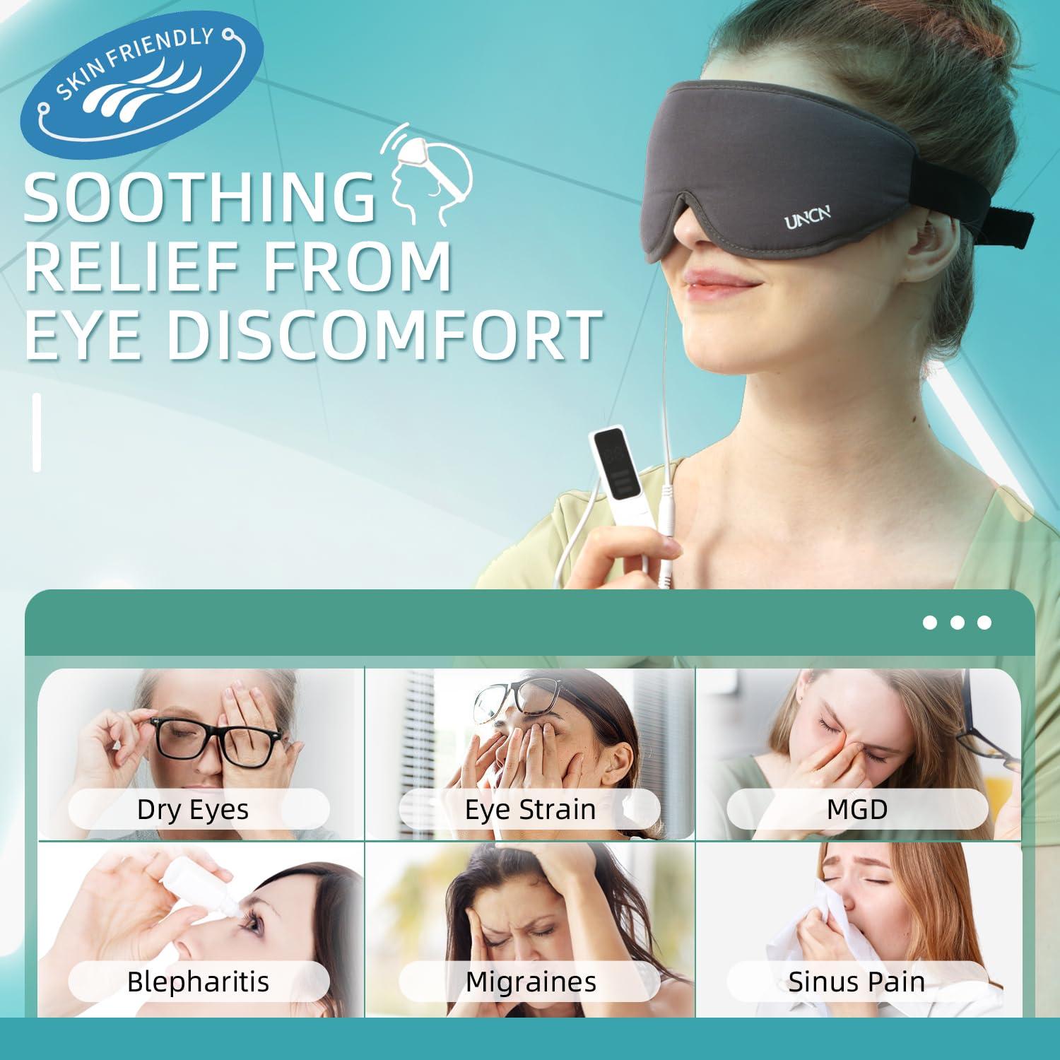 uncn Heated Eye Mask, Warm USB Heat Eye Mask for Dry Eyes, Electrical Eye Heating Pad with Teperature & Timer Control, Warming Heatable Mask with Moist Heat for Blepharitis, Sinus Migraine Tired Eyes, MGD