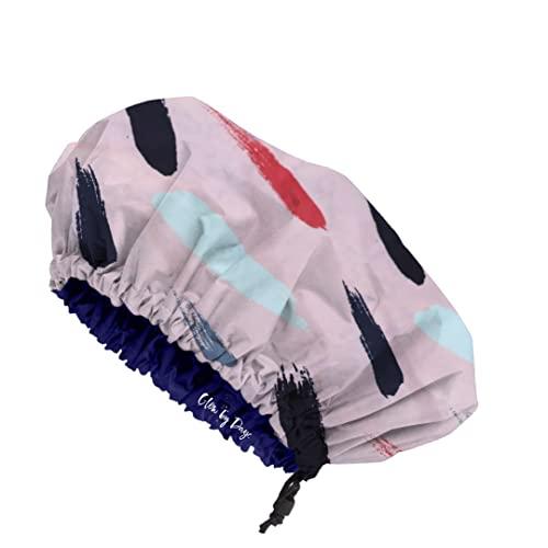 Glow By Daye Glow by Daye Satin Lined Shower Cap, Adjustable and Waterproof with Satin Interior for Hair Protection, Large, Free Spirit