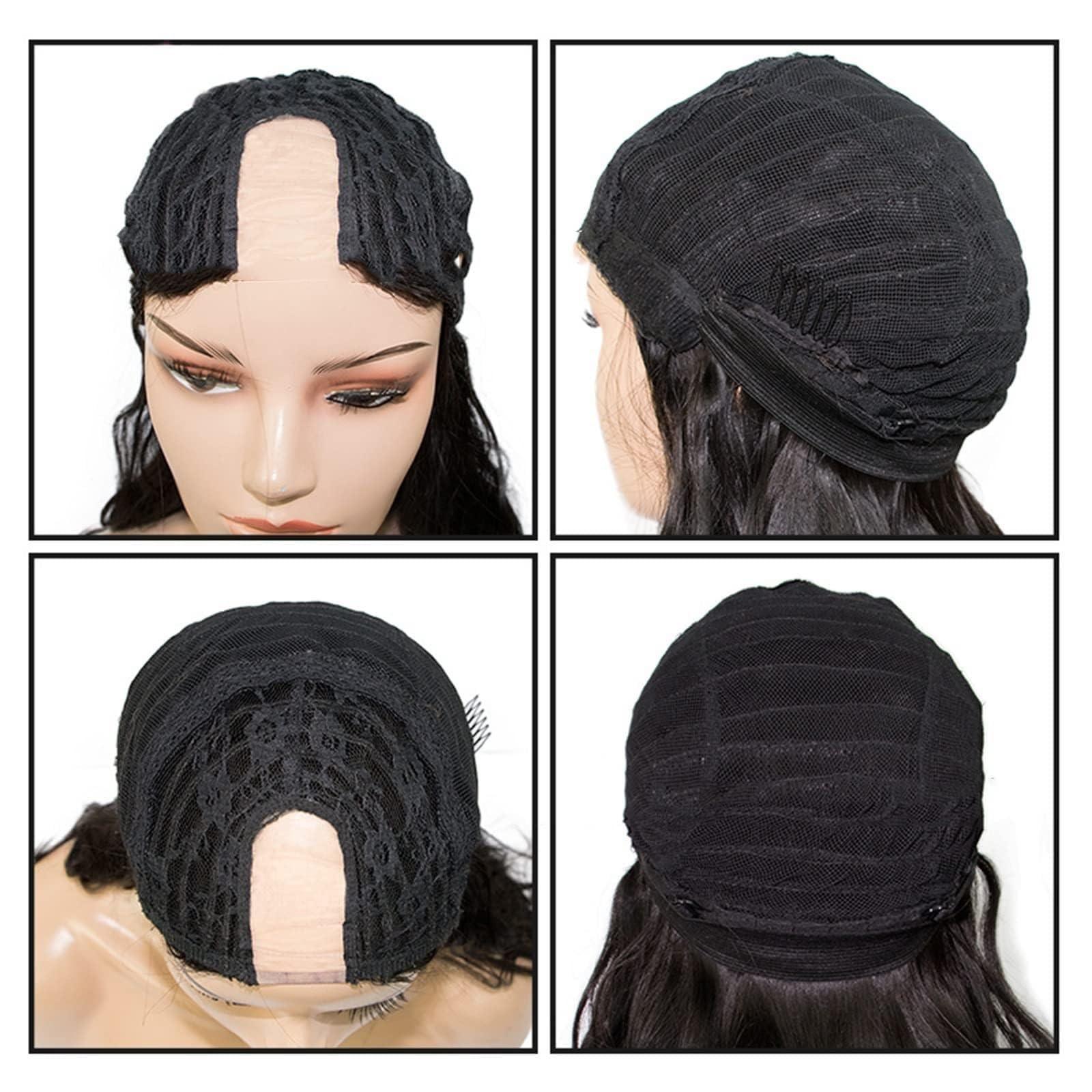 Generic Generic U Part Human Hair Wigs, Honey Blonde Highlight Brown Loose Wave UPart Wig Middle Part U Shape Clips in Half Wig 180% Density for Black Women, 14 Inch