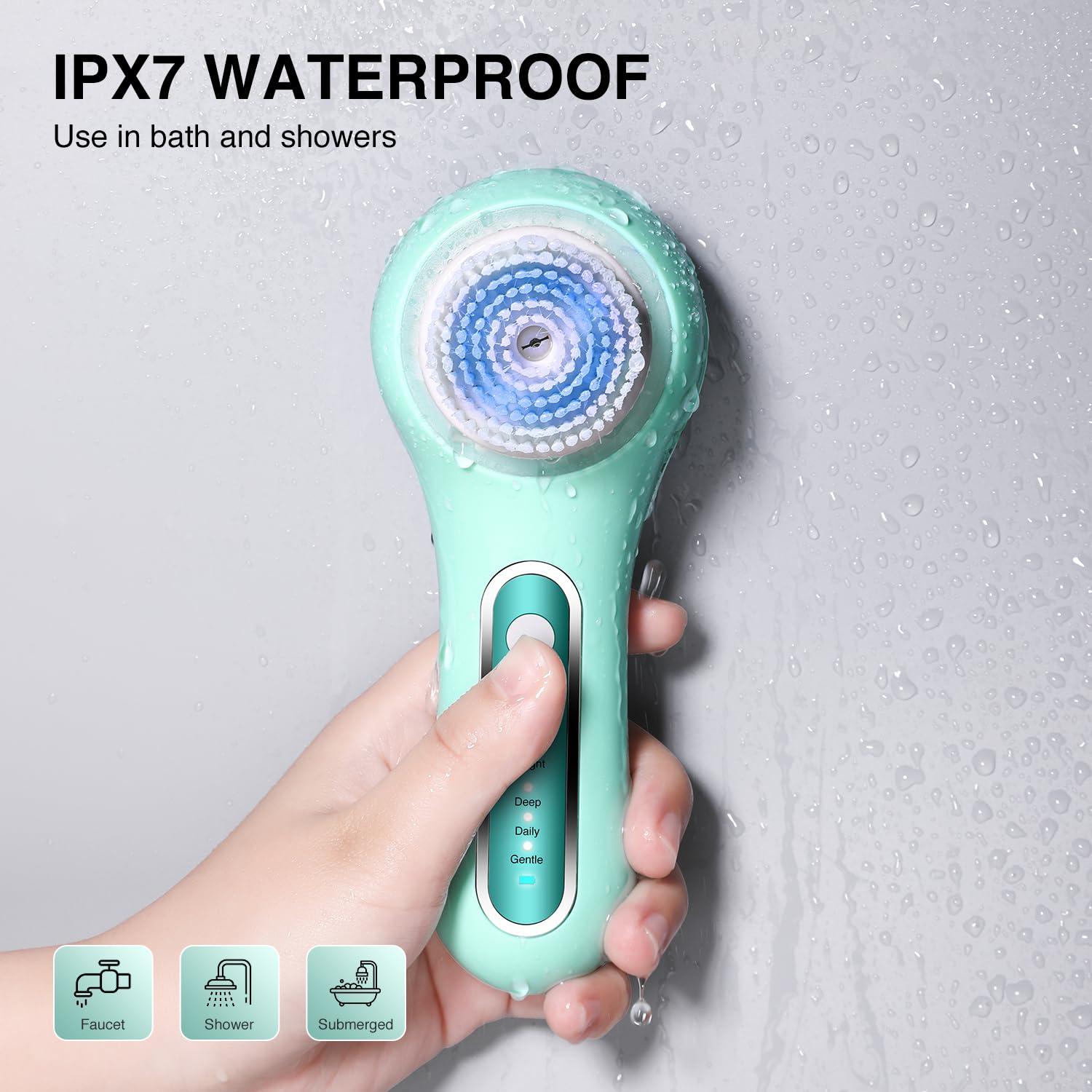 Umickoo UMICKOO Face Scrubber Exfoliator,Facial Cleansing Brush Rechargeable IPX7 Waterproof with 5 Brush Heads,Electric Face Spin Brush for Exfoliating, Massaging and Deep Cleansing (Mint Green)