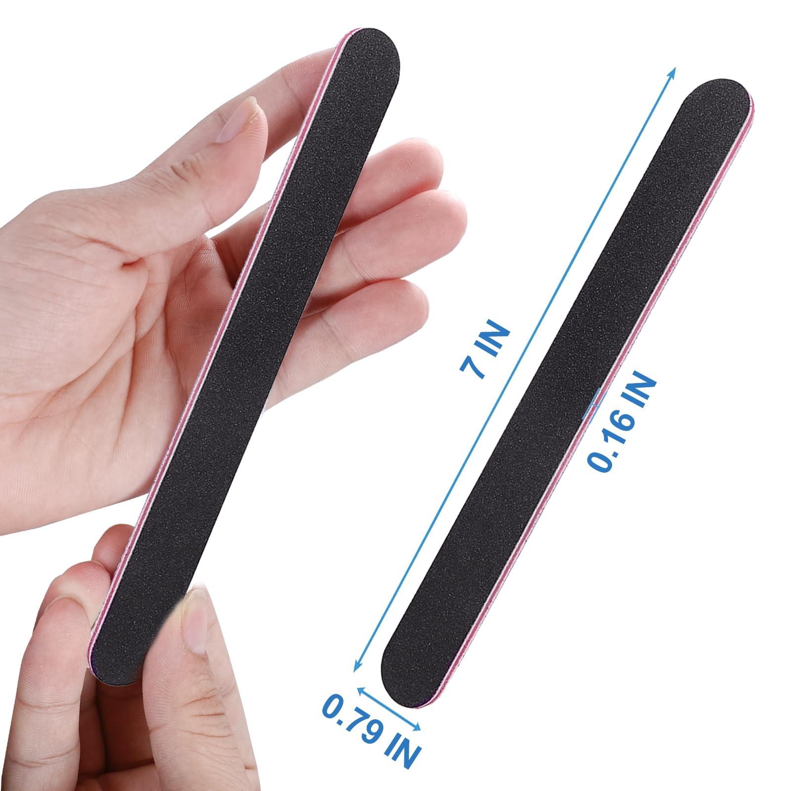 AhaTopia Nail Files Bulk (200 Pack), Professional Emery Board 100/180 Grit Nail File Double Sided Emory for Natural and Acrylic Nails Fingernail Files for Gel Nail Reusable Manicure Disposable Pedicure Black