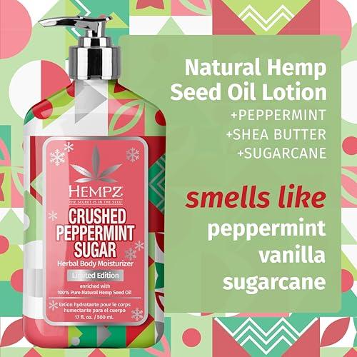 Hempz Hempz Crushed Peppermint Sugar Body Lotion, Moisturizer for men and women, Holiday Gifts, 17 oz