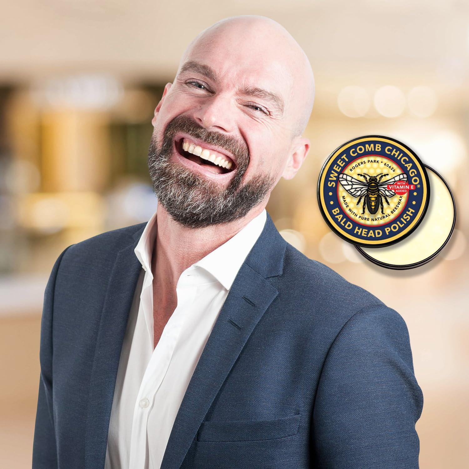 Sweet Comb Chicago Sweet Comb Chicago Bald Head Polish: Mens Aftershave Polish for Men, Waterproof Moisturizer for Bald Heads, Great for Father\'s Day, Christmas, Holiday, (2.0 oz) Travel Size