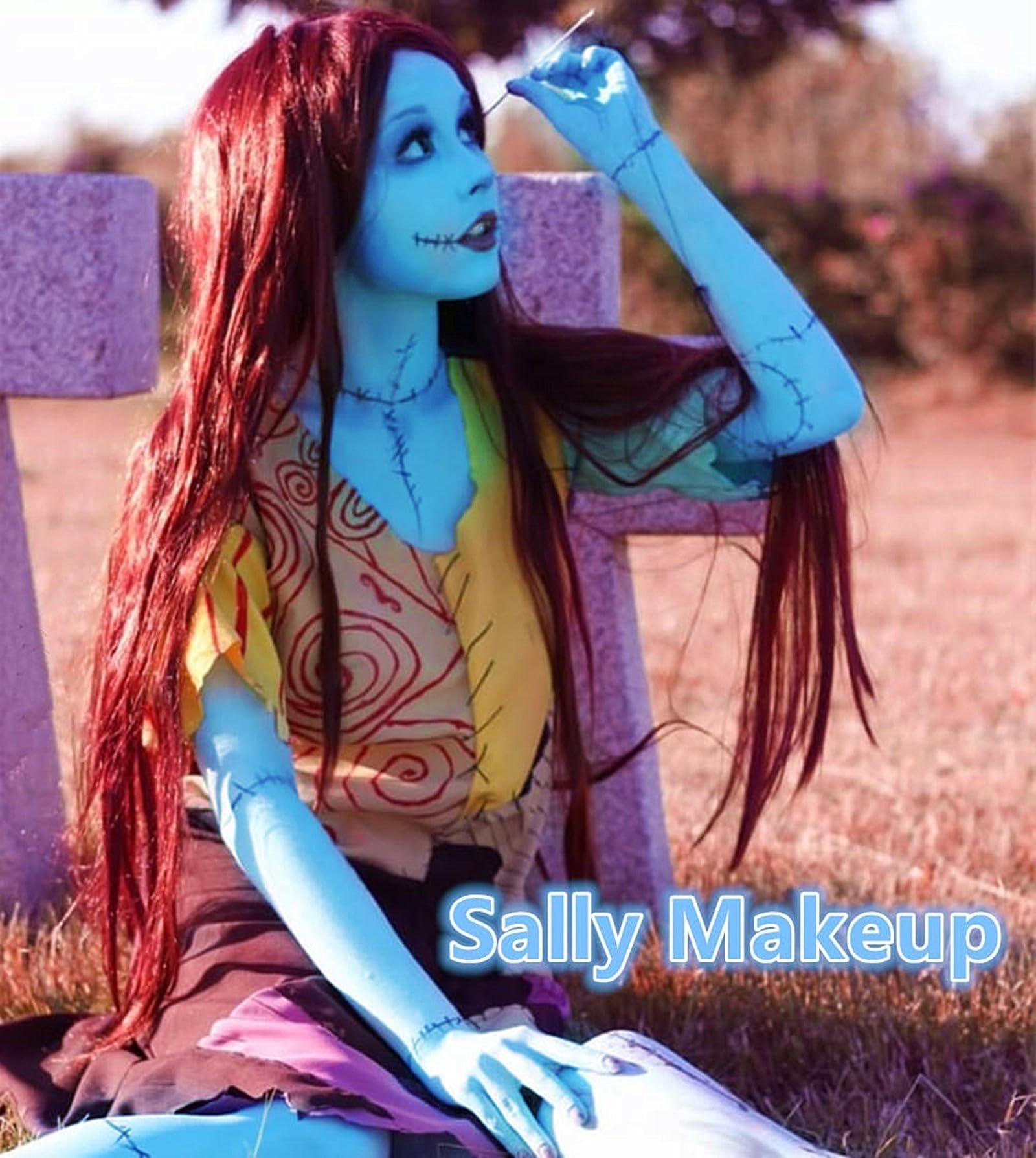 Go Ho Go Ho Light Blue Face Body Paint Washable(2.37 oz,70 ml),Water Based Cream Pale Blue Face Paint,Blue Body Paint for Halloween Costumes Festivals Cosplay SFX Corpse Bride Sally Makeup