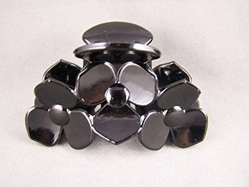 Wholesale Fashion HairClip Shiny Black Flower Floral Plastic 3.25" Long Barrette Hair Clip Claw Clamp Fashion hair Accessories for Women