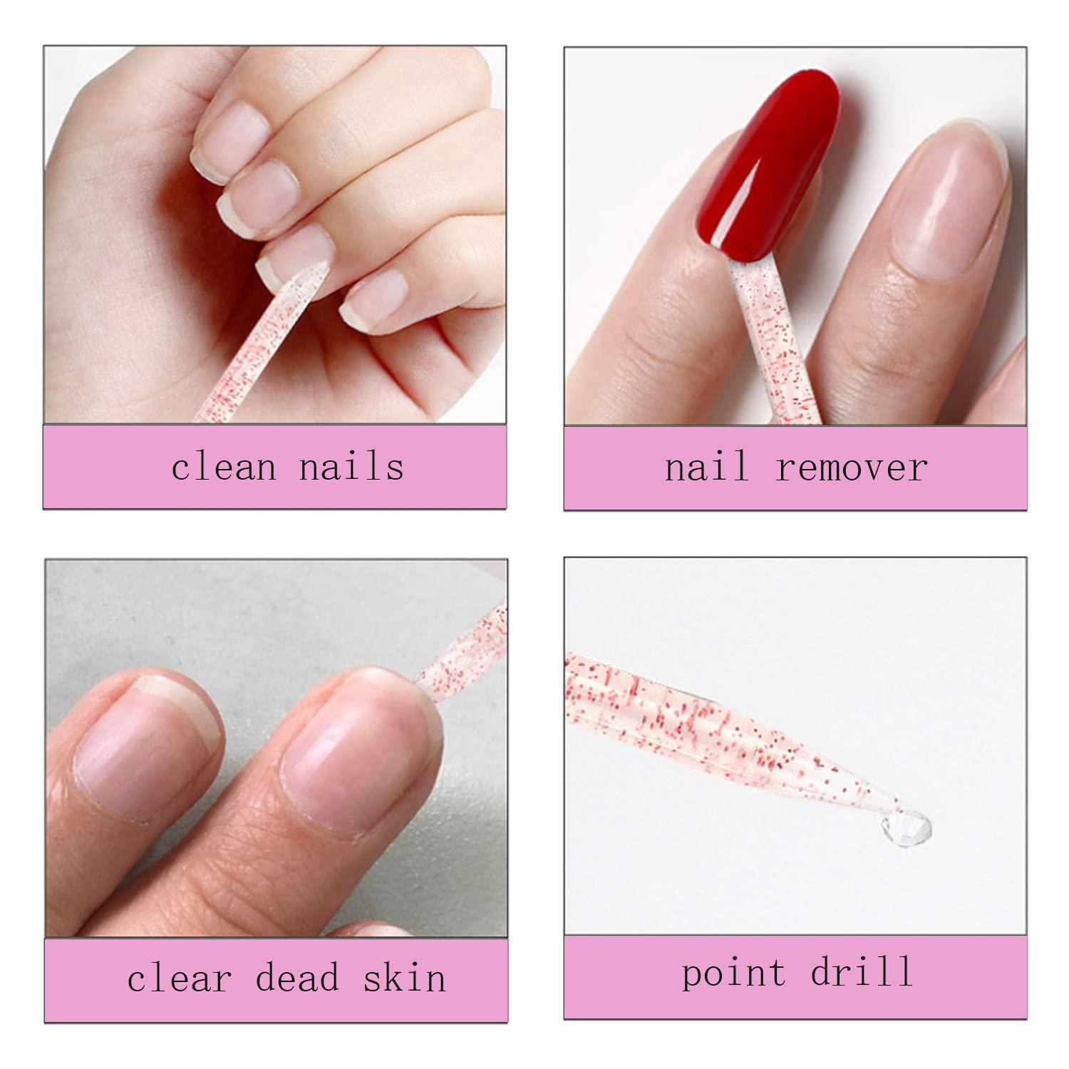 Ourart 100 PCS Nail Sticks, 100 PCS Mini Nail Files Double Sided Nail Buffer, Nail Care Sticks, Cuticle Manicure and Pedicure Stick for Fingernail, Cleaning Cuticle Stick - Pink