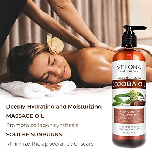 velona Jojoba Oil - 64 oz | 100% Pure and Natural | Golden, Unrefined, Cold Pressed, Hexane Free | Moisturizing Face, Hair, Body, Skin Care, Stretch Marks, Cuticles