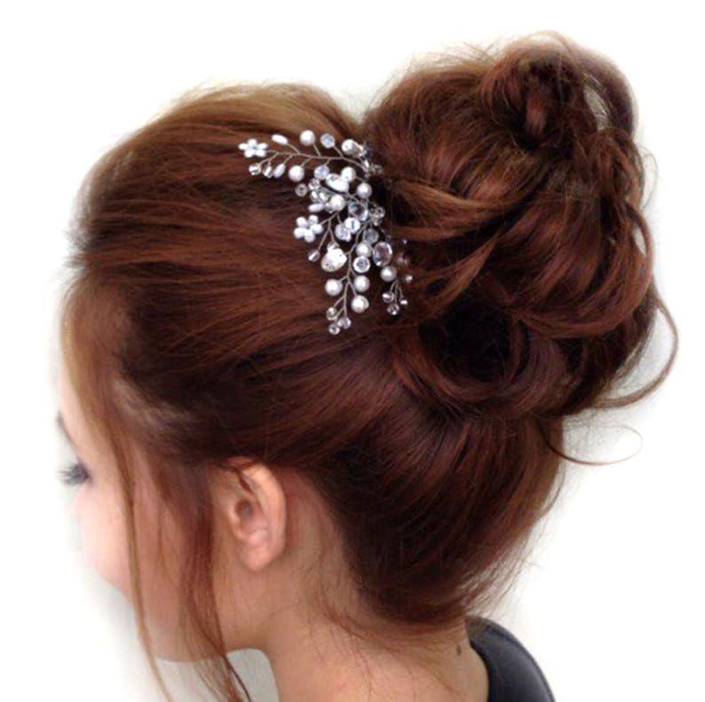 EVILD EVILD Bride Wedding Pearl Hair Pins Sliver Crystal Hair Piece Flower Bridal Hair Accessories for Women(Pack of 3)