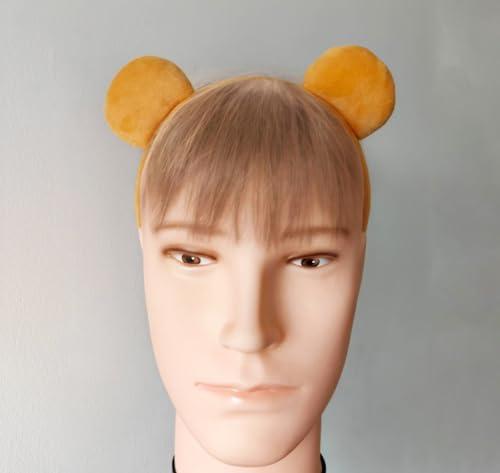 DaliDali DaliDali Yellow Bear Ears Headband Adult, Bear Costume for Halloween Festival Cosplay Party, Bear Headband Hairband for Makeup Face Washing, Bear Ear Headband (1 Count,Yellow)