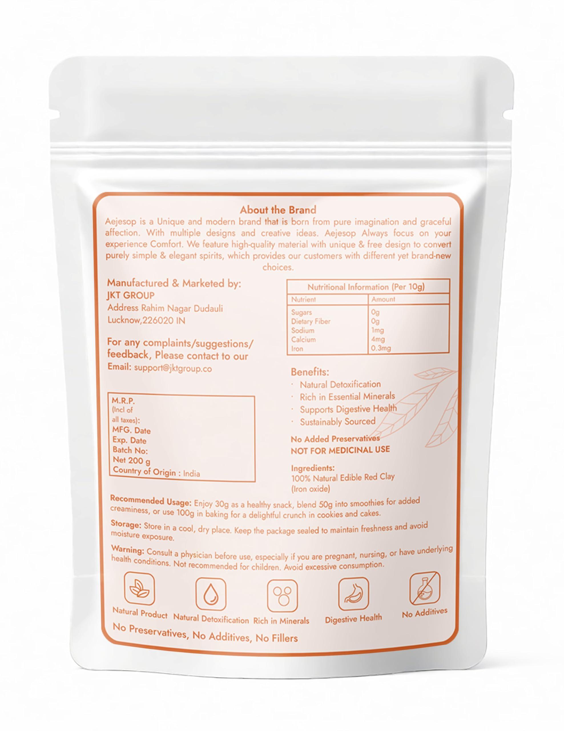 AEJESOP AEJESOP Red Clay, Edible Clay Chunks, Natural Clay, Organic Clay, Clay Mask, Natural Mud Mask - wt. 7 oz (200gm)