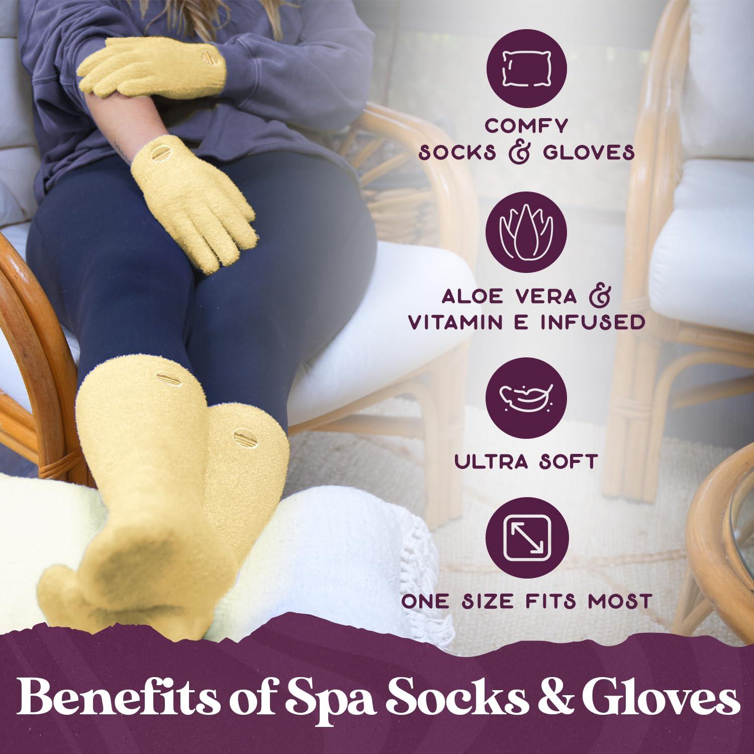 PURPLE CANYON Purple Canyon Moisturizing Socks and Gloves Set | Yellow Fuzzy Socks and Gloves with Aloe and Vitamin E for Women | Women\'s Gifts for Self-Care
