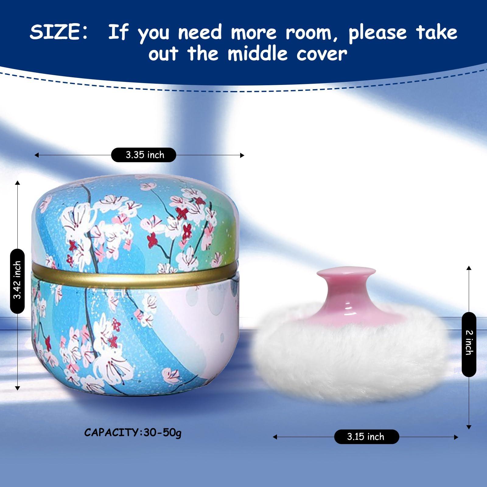 Qopoto Qopoto Body Powder Puff and Container for Dusting Powder, Baby Women Powder Puff and Powder Case for Bath and Travel (Plum Blossom)