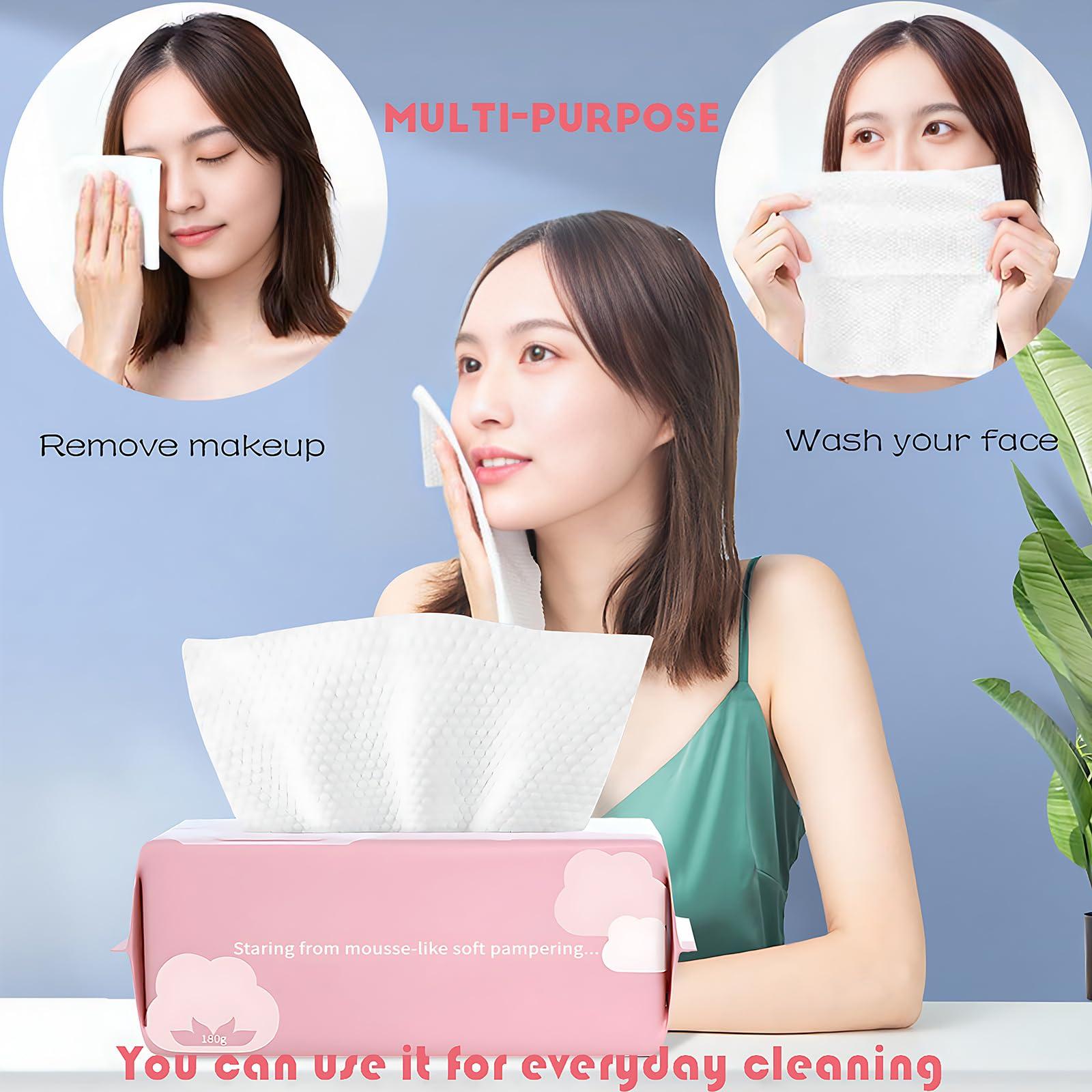 Cayxenful Cayxenful Disposable Face Towel Face Cloths for Washing Soft Cotton Dry Wipes Facial Cloths Towelettes for Washing and Drying, 100 Count Facial Tissue for Cleansing, Skincare and Makeup Remover
