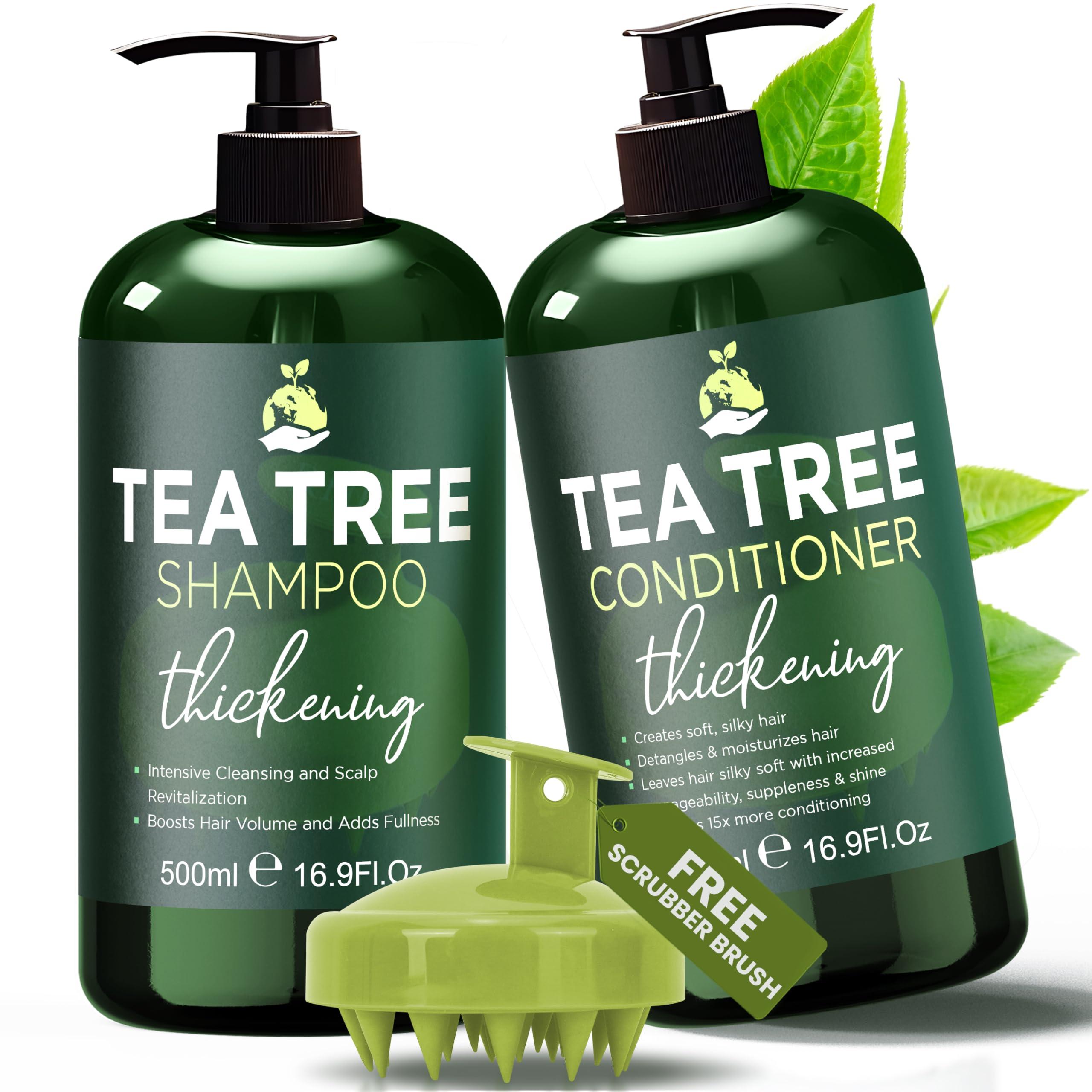 Terramed Just Think Comfort Tea Tree Shampoo and Conditioner Set | Thinning Hair Loss Treatment for Men and Women | Soothes Itchy Scalp, Dandruff