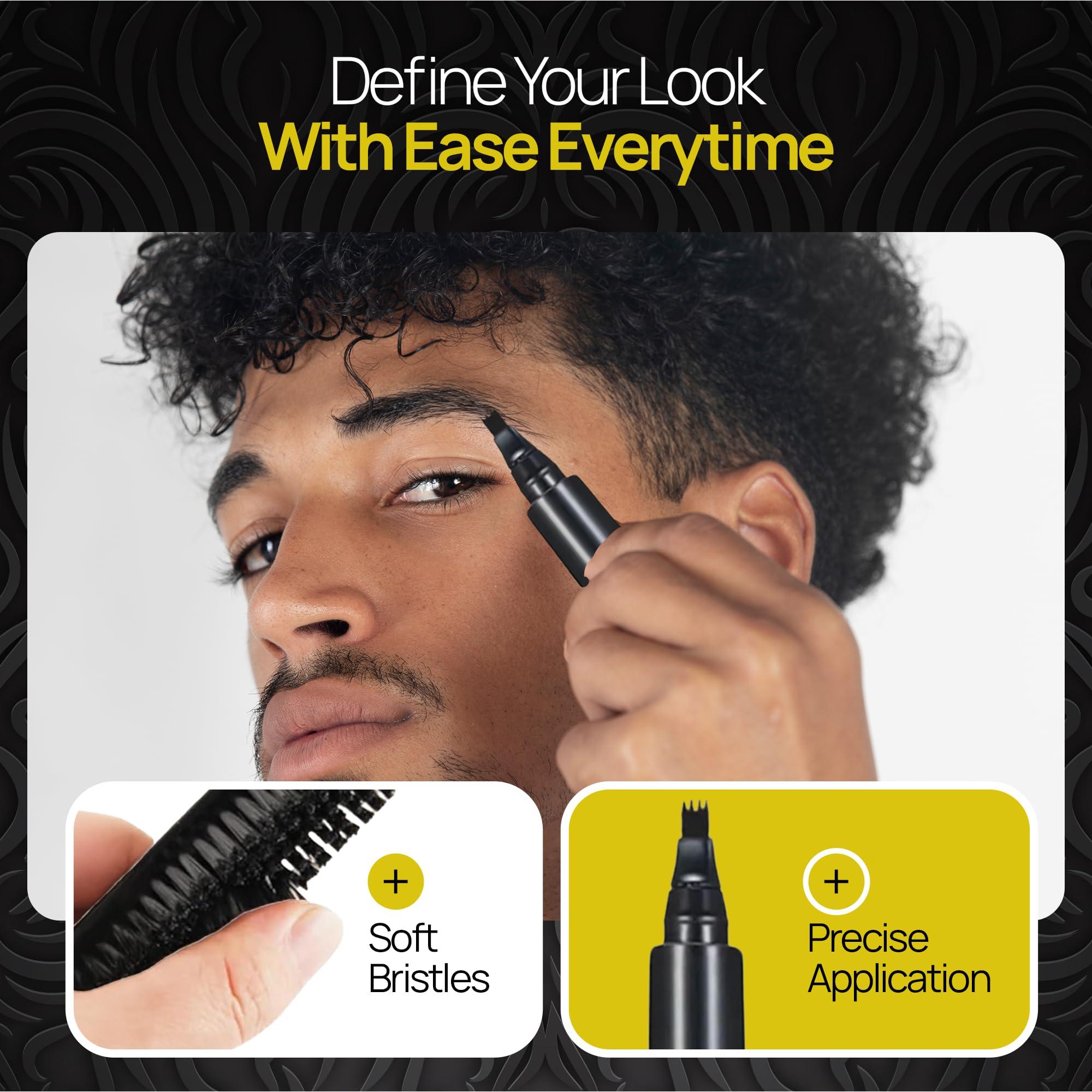 SELZALOT Beard Filler Pen kit Black Beard Pen with Brush Waterproof and Sweat Proof Barber Styling Pencil Long Lasting Marker Filler for Men Beard Grooming Kit Barber Accessories Beard Products