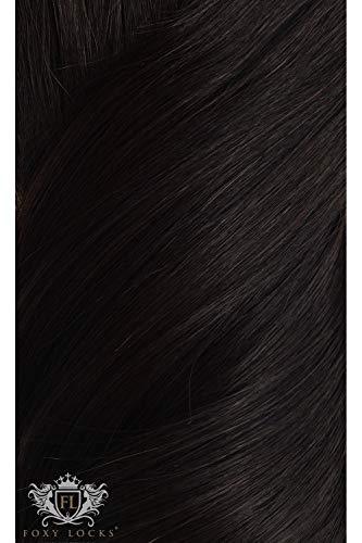 Foxy Locks Foxy Locks Brown Black – Elegant 14" Silk Seamless Clip In Human Hair Extensions 120g