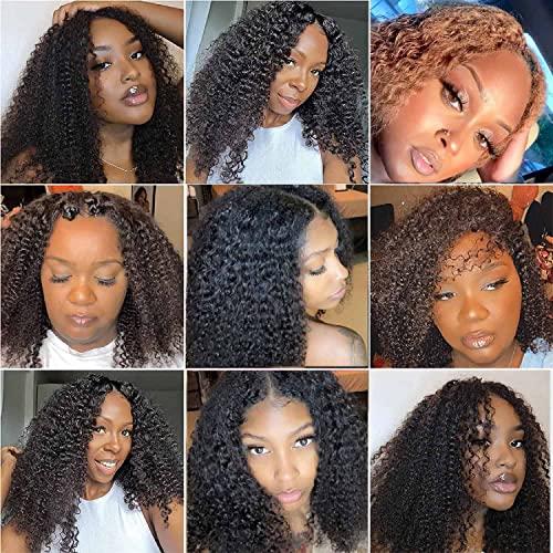 Domiso Domiso 24 Inch Curly V Part Wig Human Hair No Leave Out Thin Part Wig Glueless Wigs Human Hair Pre Plucked U part Wig Beginner Friendly No Sew in No Glue 180% Density