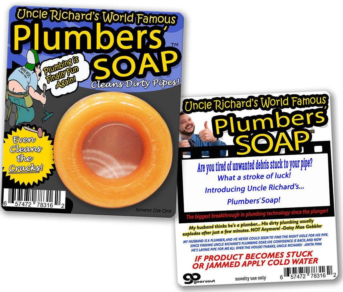 Gears Out Uncle Richard’s Plumbers Soap – Cleans Dirty Pipes Plumber Gifts for Men Handyman Gifts Soap for Men Naughty Stocking Stuffers for Guys Plumber Tools Willy Washer Weiner Dick Soap Gag Gifts f