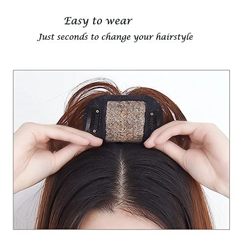 SDZNYQT 14\" Straight Hair Topper with Fringe for Thinning Hair Women Clip in Hairpieces Woman Topper Hair piece Toupee for Hair Loss Covering Grey Hair (27/613, 14INCH/35CM)