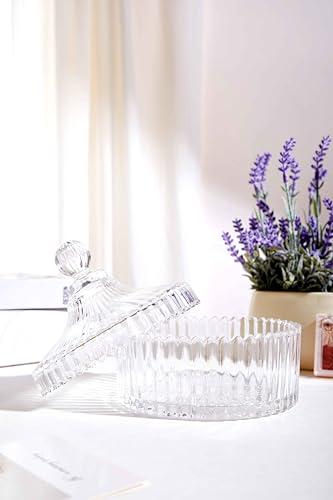 COSHINE COSHINE Extra Large Body Powder Puff Dish, Powder Puff Crystal Container, Body Puff Jar, Puff not Including