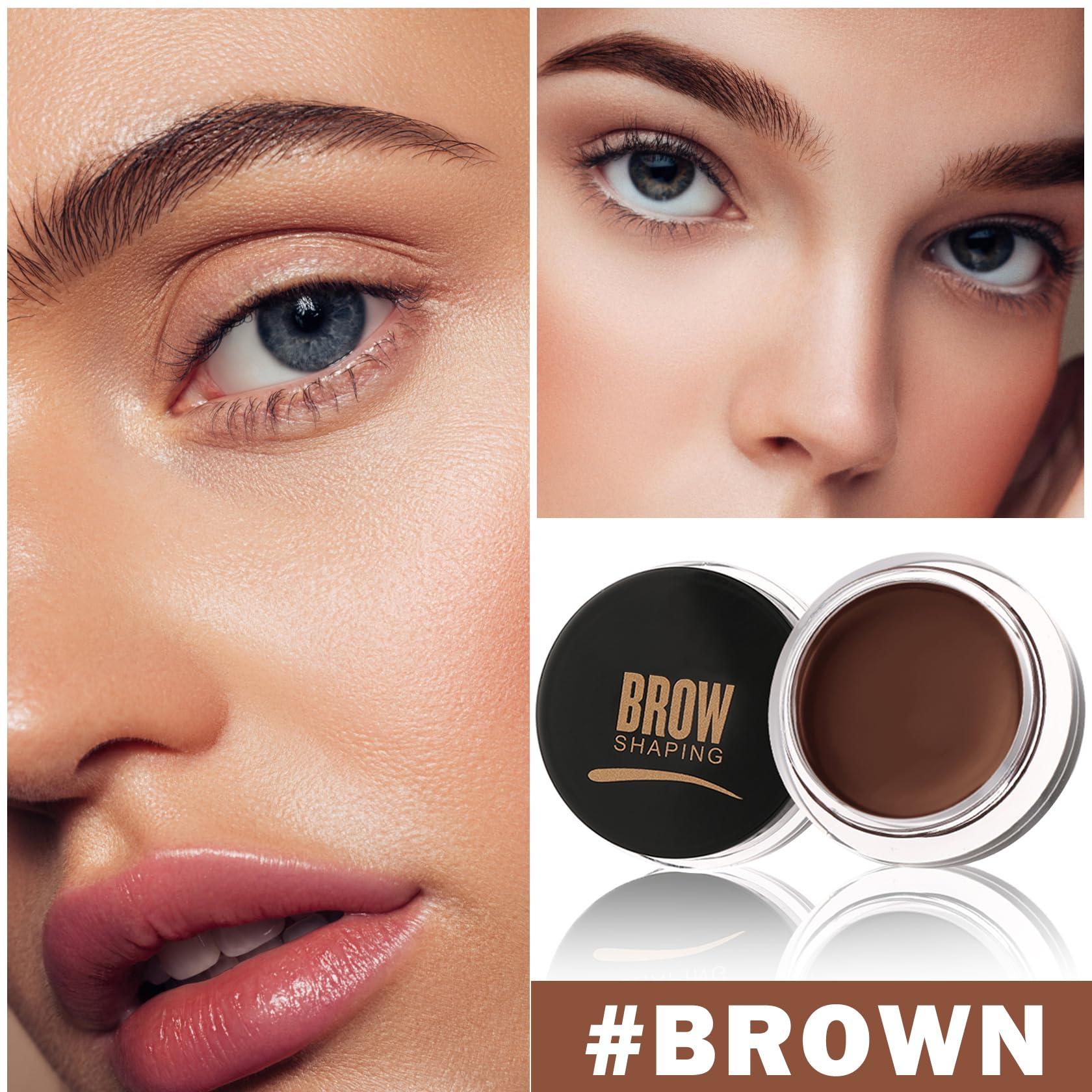 IONSGAKO Eyebrow Pomade Brow Gel Pomade,Long Lasting Waterproof and Enhancers Eyebrow Soft Smooth,Eyebrow Makeup Gel with Eyebrow Brush for Girls and Women-Brown