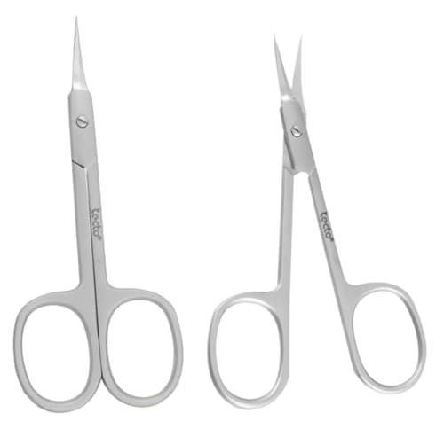 Tecto Tecto Professional Nail Scissors, Stainless Steel Manicure Scissors,Cuticle Scissors, Multi-Purpose, Eyelashes, Eyebrow, Toenail for Women and Men (Extra Fine Tip Nail Scissor)